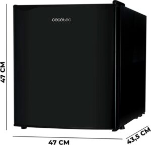 Cecotec Nevera Pequeña Frigorífico Mini Minibar 46L GrandCooler 20000 SilentCompress Black E. Altura 48,7cm, 48 cm de Ancho, Bajo Consumo, Puerta Reversible, Funcionamiento Cíclico, Negro